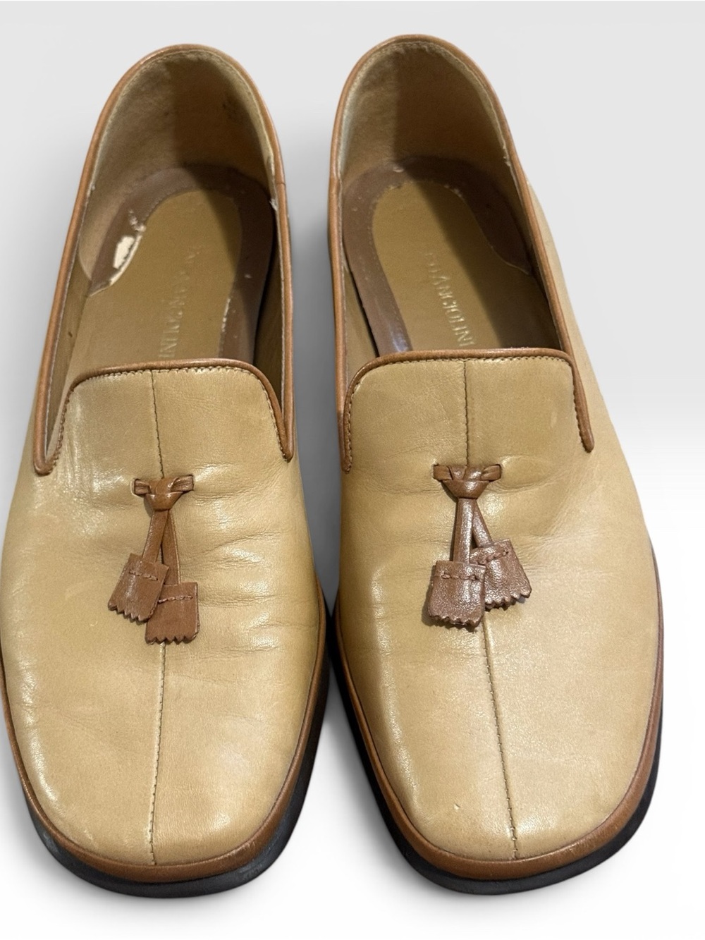 Enzo Angiolini Leather Tassel Loafers Women’s Size 7M Tan Slip-On Flats